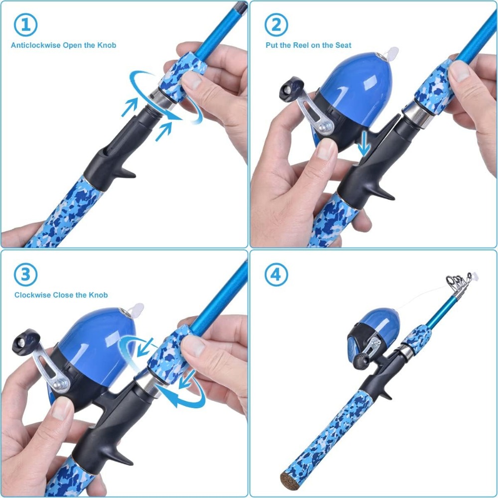 Kids Fishing Pole Set with Ful - مراجعة Spincast Reel وسعره
